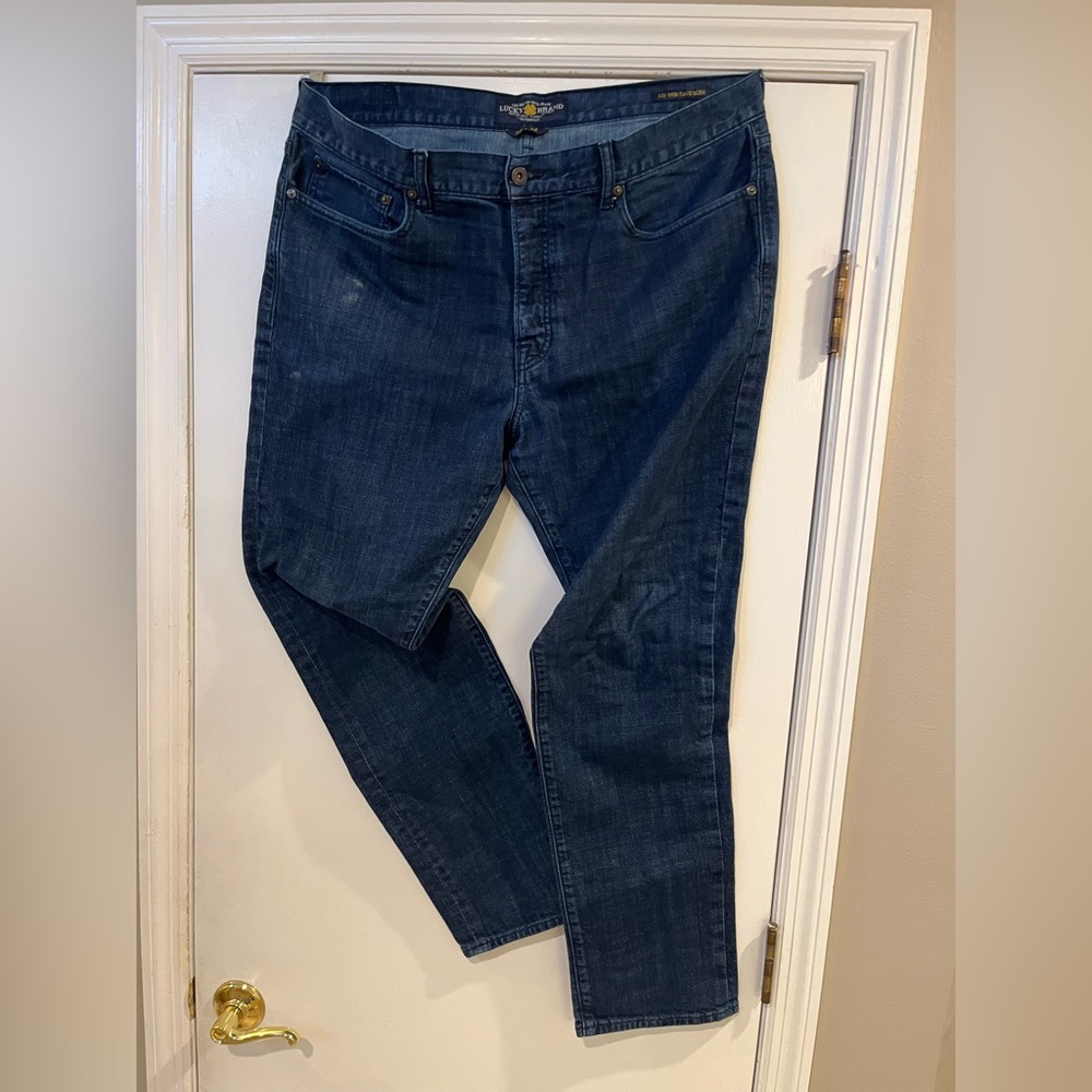Lucky Brand 121 Heritage Slim Jeans Men's 38x32 Dark Wash Stretch Denim HZ1